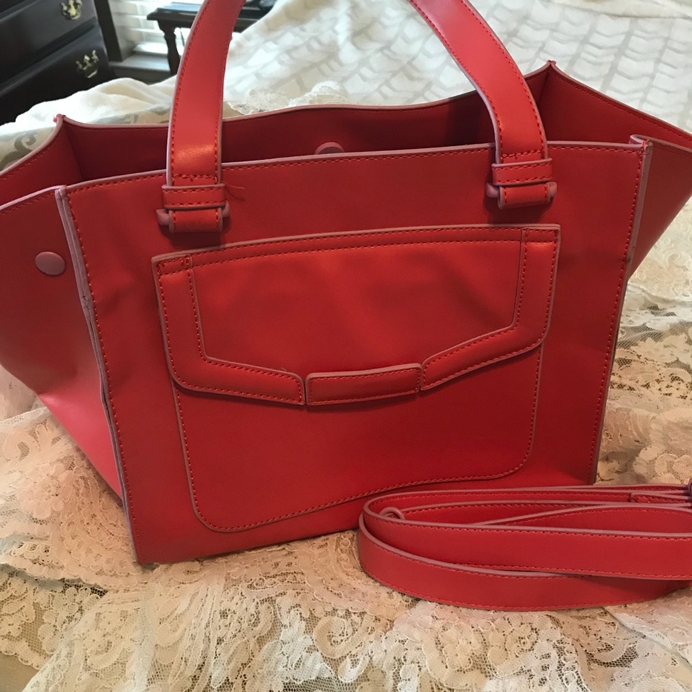 BCBG Generation light coral w/pink trim tote